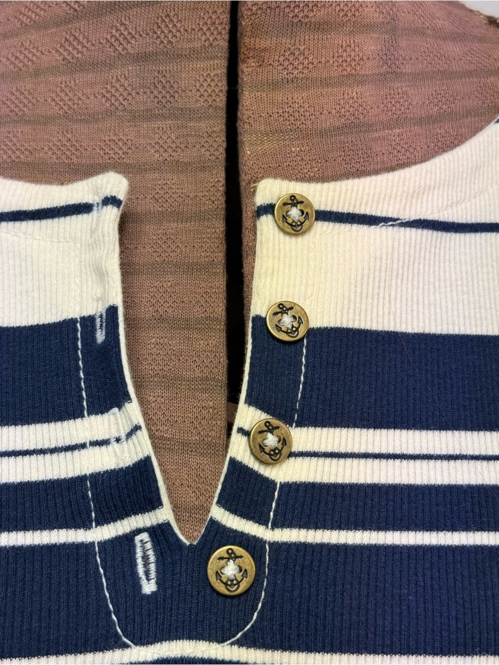 Lauren Ralph Lauren Navy and White Striped Short-Sleeve Top Size XL - Picture 6 of 12